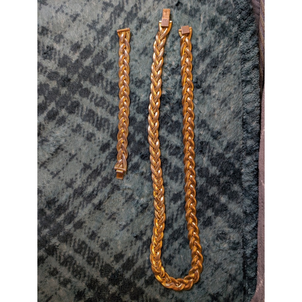VTG Chunky Gold Tone Braid Omega Snake Chain Necklace Bracelet Convertible Belt